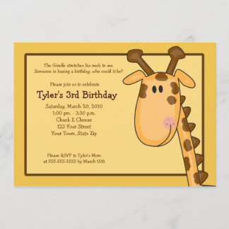 Jungle Giraffe Birthday Inbjudan 5 x 7