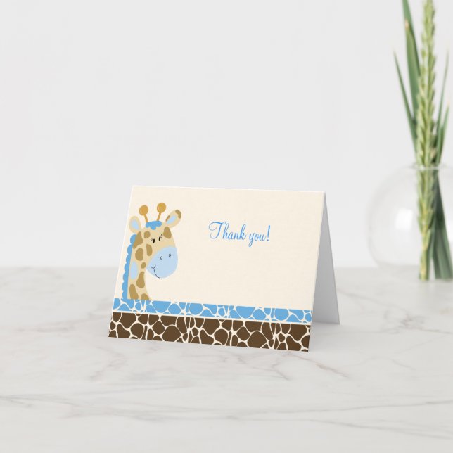 Jungle Giraffe (Blue) Folded Tackkort (Framsida)