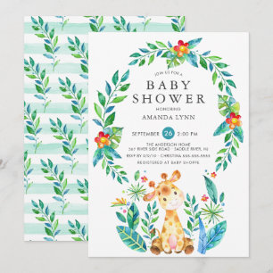 Jungle Giraffe Boy Shower Inbjudningar