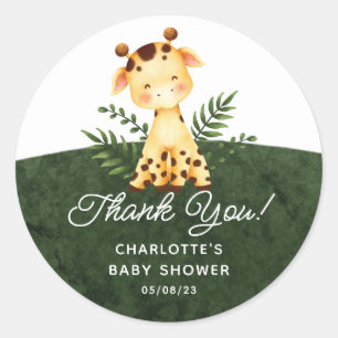 Jungle Giraffe Favor Classic Round Sticker Runt Klistermärke