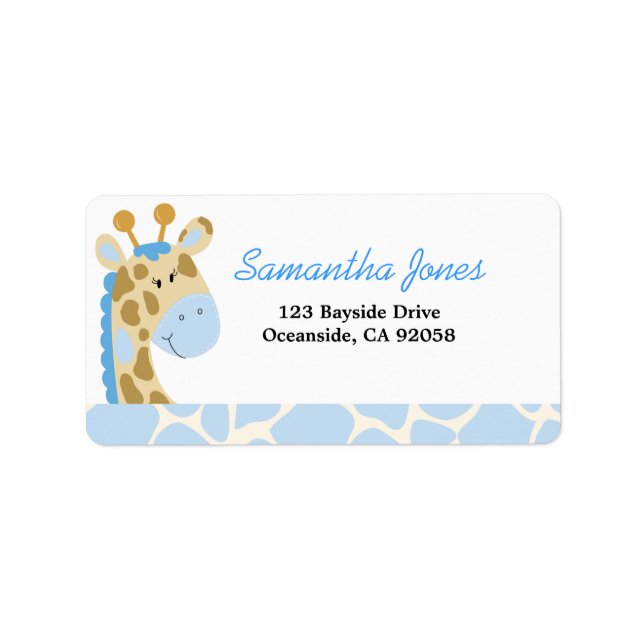 JUNGLE GIRAFFE-POSTETIKETT (BLUE) ADRESSETIKETT (Framsidan)