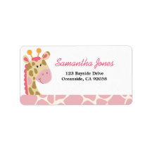 JUNGLE GIRAFFE-POSTETIKETT (ROSA)
