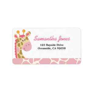 JUNGLE GIRAFFE-POSTETIKETT (ROSA) ADRESSETIKETT