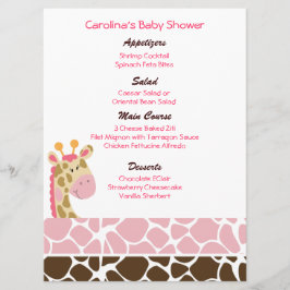 Jungle Giraffe Rosa Anpassningsbar Baby Shower Men Meny