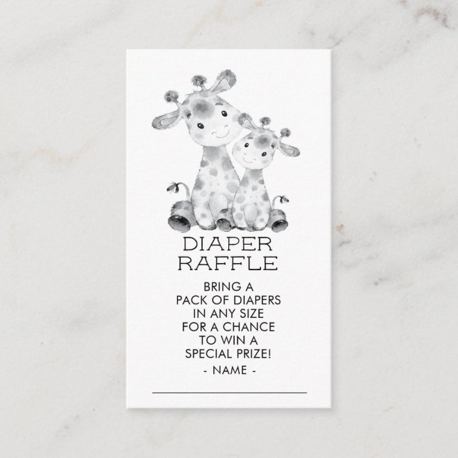 Jungle Giraffe Shower Diaper Raffle Biljett Tilläggskort (Framsida)