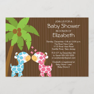 Jungle Giraffe Twillingars Baby Shower-inbjudan Inbjudningar