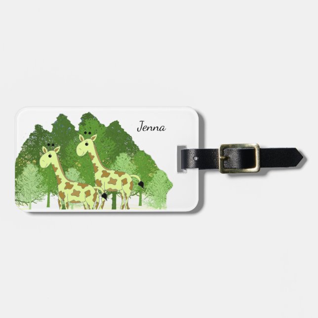 Jungle Giraffes Luggage Tag Bagagebricka (Horisontell Framsida)