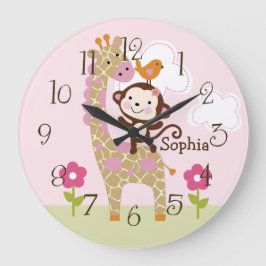 Jungle Girl Animal Barn Baby Nursery Clock Fyrkantig Klocka