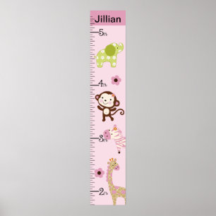 Jungle Girl Animals Growth Chart Behålla 8 x 44! Poster