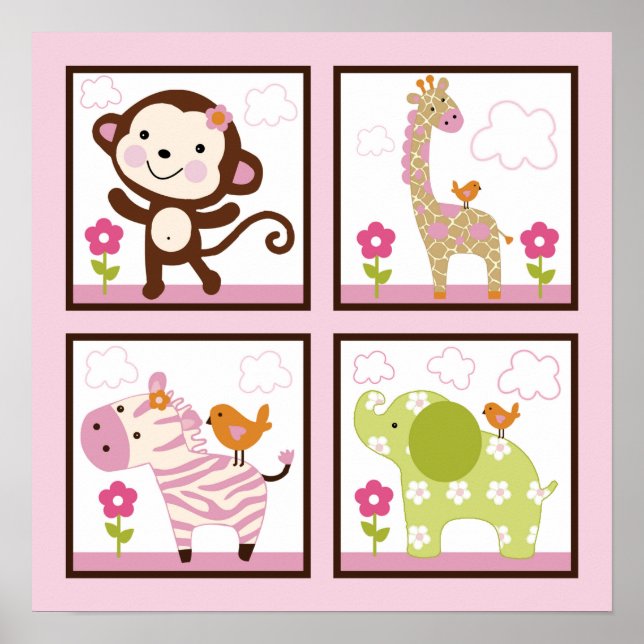 Jungle Girl/Animals Poster/skriver ut väggkonst (Framsidan)