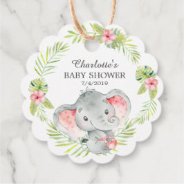Jungle Girl Elephant Baby Shower Favor Gift Märkre Gåvor Etiketter