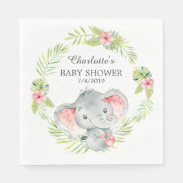 Jungle Girl Elephant Baby Shower Pappra Napkins Pappersservett