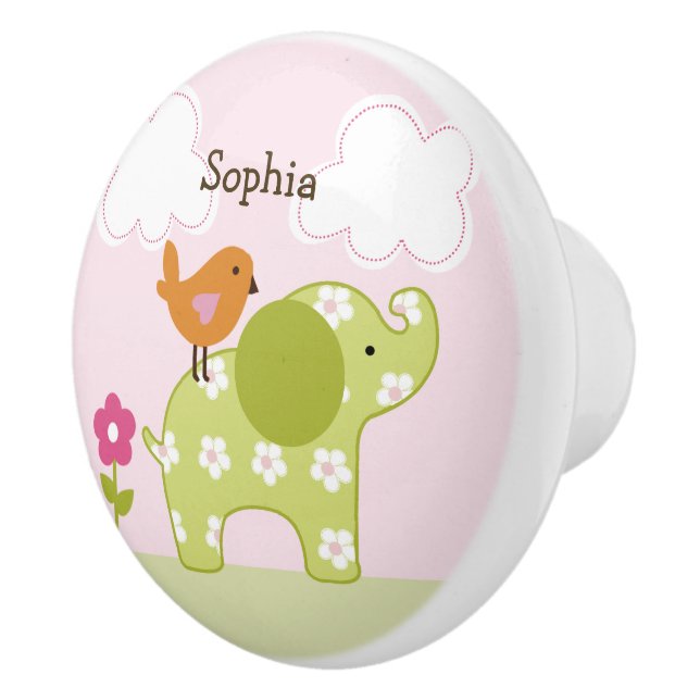 Jungle Girl Elephant Drawer Drag Ceramic Knob Knopp (Höger)