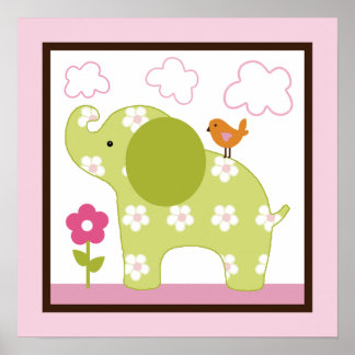Jungle Girl /Elephant Poster/Skriv ut väggkonst