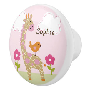 Jungle Girl Giraffe Drawer Drag Ceramic Knob Knopp