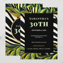 Jungle Glam 30-års födelsedagsinbjudan Djurtryck