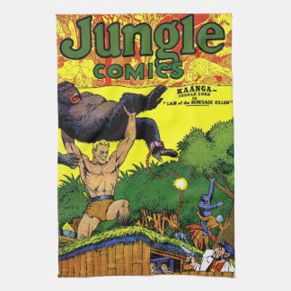 Jungle Gorillas Tecknader för Lair Vintage Kökshandduk