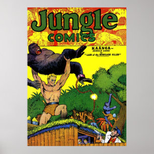 Jungle Gorillas Tecknader för Lair Vintage Poster