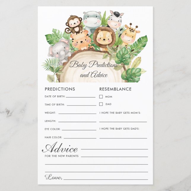 Jungle Greenery Baby Predictions & Advice Shower (Framsida)