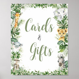 Jungle Greenery Baby Shower Cards and Gifts Sign Poster
