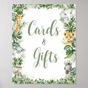 Jungle Greenery Baby Shower Cards and Gifts Sign Poster