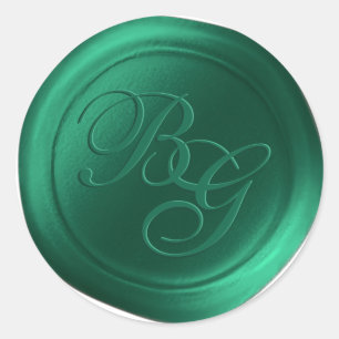 Jungle Grönt Dubbla Monogram Vax Seal Stickers Runt Klistermärke