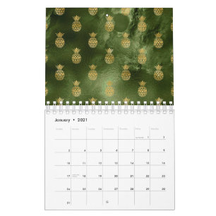 Jungle Grönt Gult Pineapple Tropical Frukt Kalender