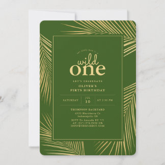 Jungle Grönt Vild 1 Födelsedagsfest inbjudan