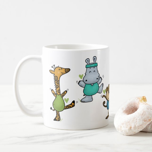 Jungle Gym Exercising Animals Kaffemugg (Med munk)