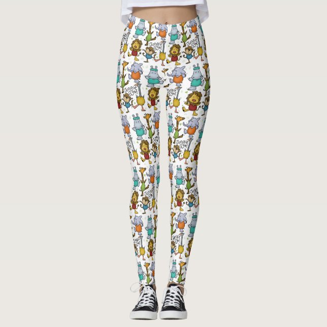 Jungle Gym Exercising Animals Leggings (Framsida)