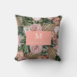 Jungle handflatan löv regnskogar rosa grönt kudde