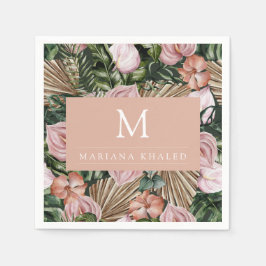 Jungle handflatan löv regnskogar rosa grönt pappersservett