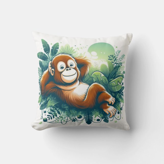 Jungle Harmony: Orangutan-Inspired Kudde (Framsida)