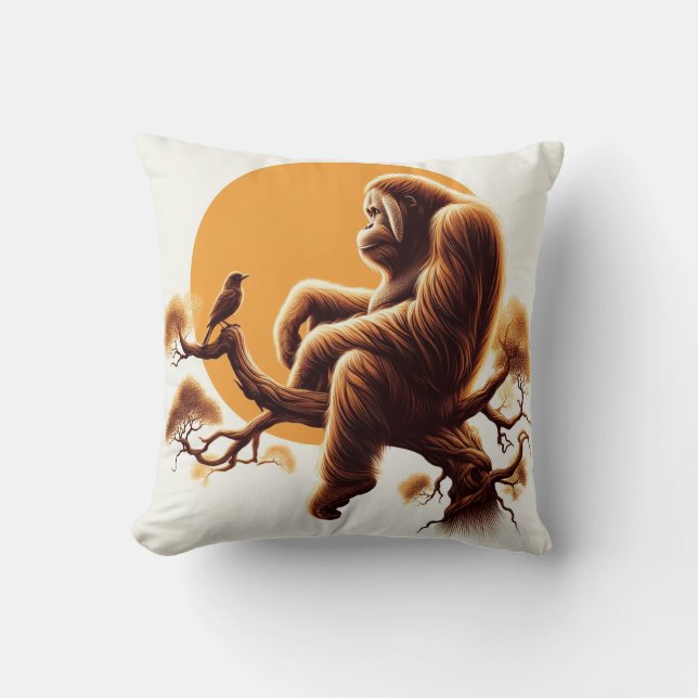 Jungle Harmony: Orangutan-Inspired Kudde (Framsida)