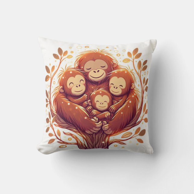 Jungle Harmony: Orangutan-Inspired Kudde (Framsida)