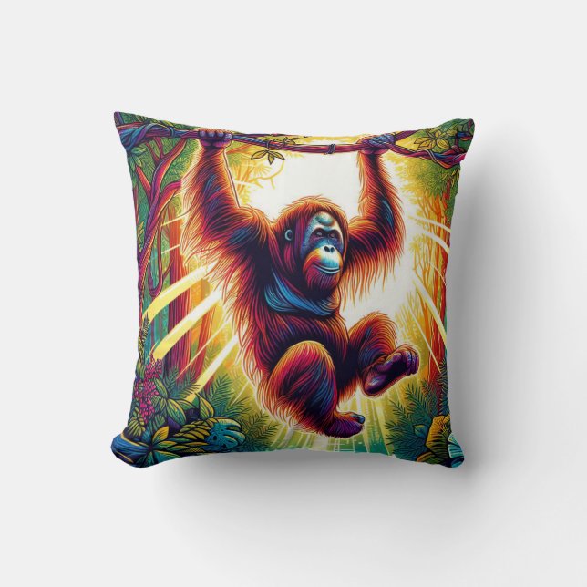 Jungle Harmony: Orangutan-Inspired Kudde (Framsida)