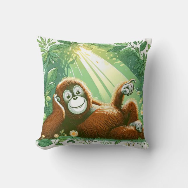 Jungle Harmony: Orangutan-Inspired Kudde (Framsida)