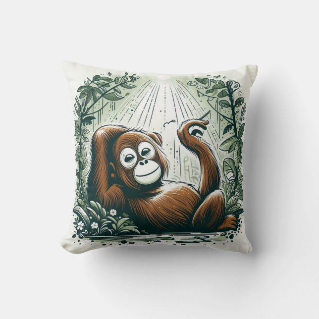 Jungle Harmony: Orangutan-Inspired Kudde (Framsida)