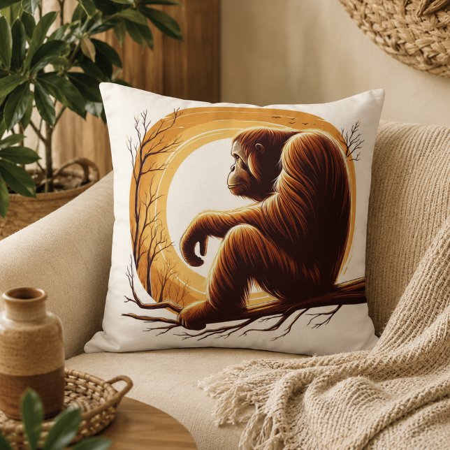 Jungle Harmony: Orangutang-Inspirerad  Kudde (Jungle Harmony: Orangutan-Inspired Throw Pillow)