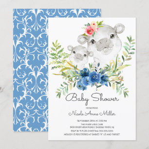 Jungle Hippo Baby Shower-inbjudan Inbjudningar