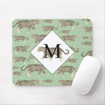 Jungle Jaguar Animal Mönster Initial Monogram