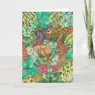 Jungle Jaguar Watercolor Blank Kort