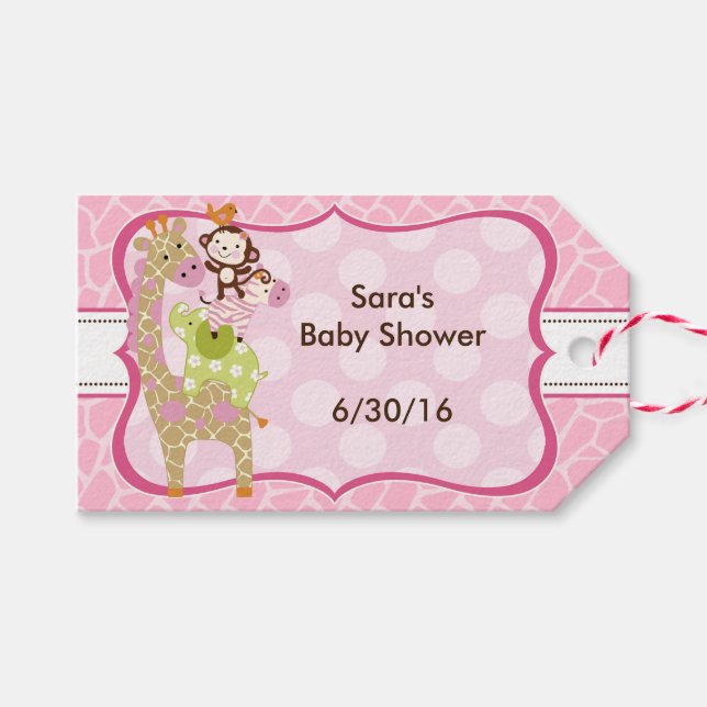 Jungle Jill Animals Stacks Baby Shower Gift-Märkre Presentetikett (Framsidan (Horizontal))