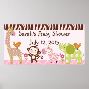 Jungle Jill/Girl Animals Baby Shower Poster/bander Poster