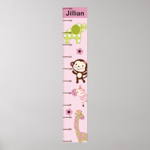 Jungle Jill/Girl Animals Growth Chart Behålla 8 x  Poster