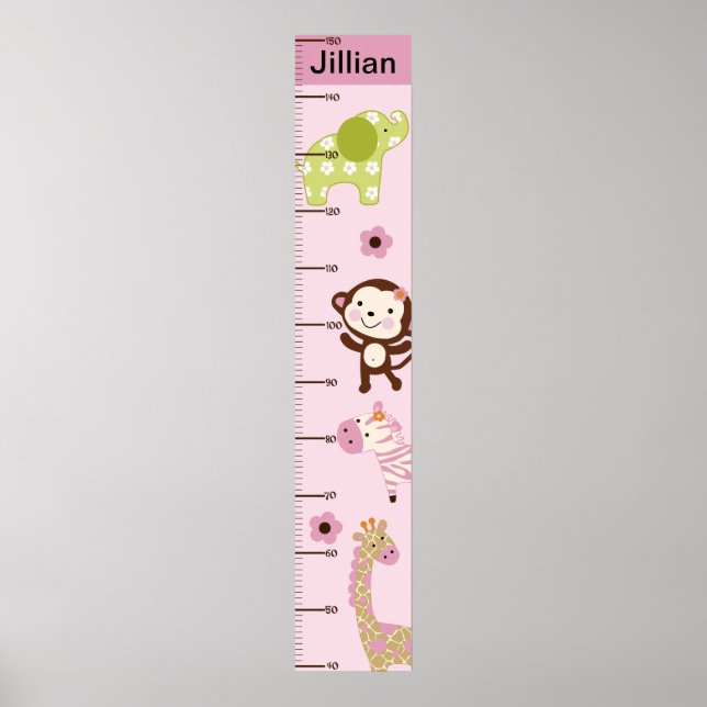 Jungle Jill/Girl Animals Growth Chart Behålla 8 x  Poster (Framsidan)