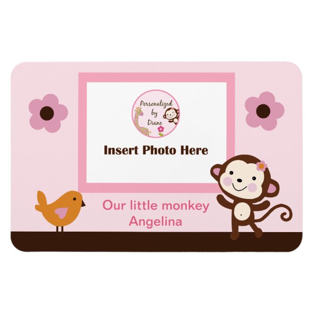 Jungle Jill Girl Monkey Photo Magnet (Horisontell)