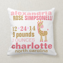 Jungle Jill Rosa Giraffe Birth Notice Kudde