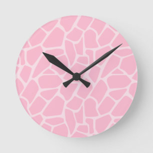 Jungle Jill Rosa Giraffe Mönster Clock Rund Klocka