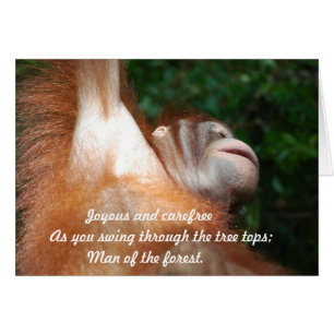 Jungle Joy - Orangutan Tribute Wildlife Haiku Hälsningskort